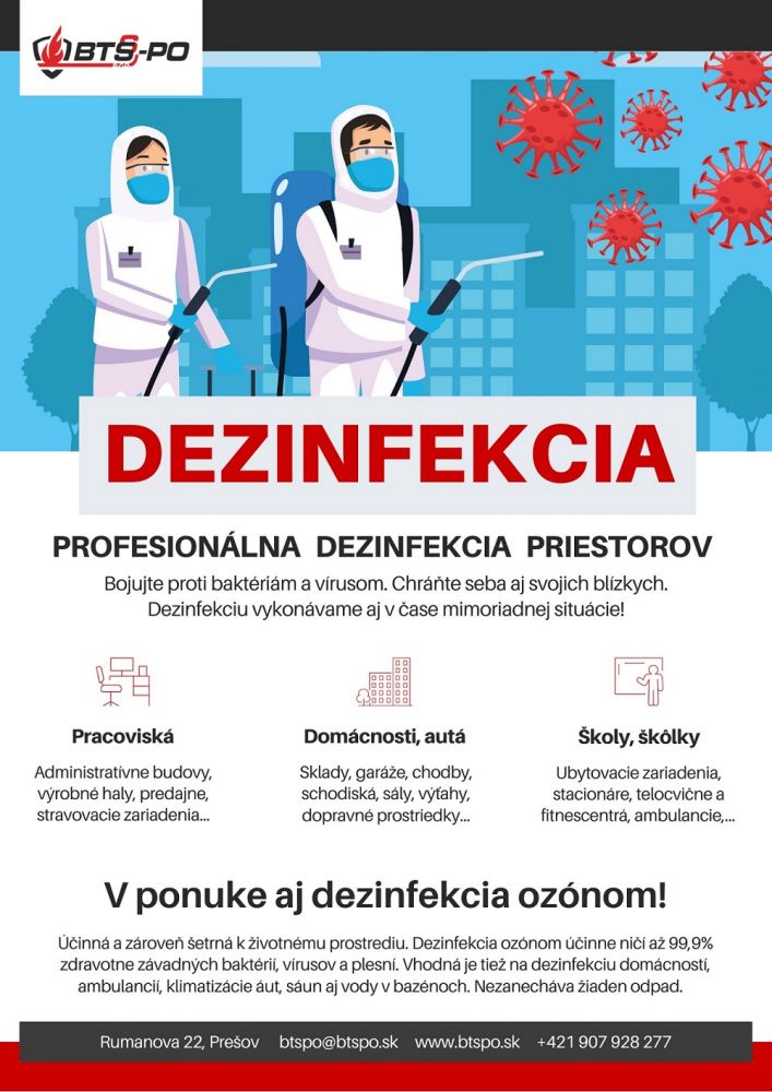 Dezinfekcia priestorov - informačný leták